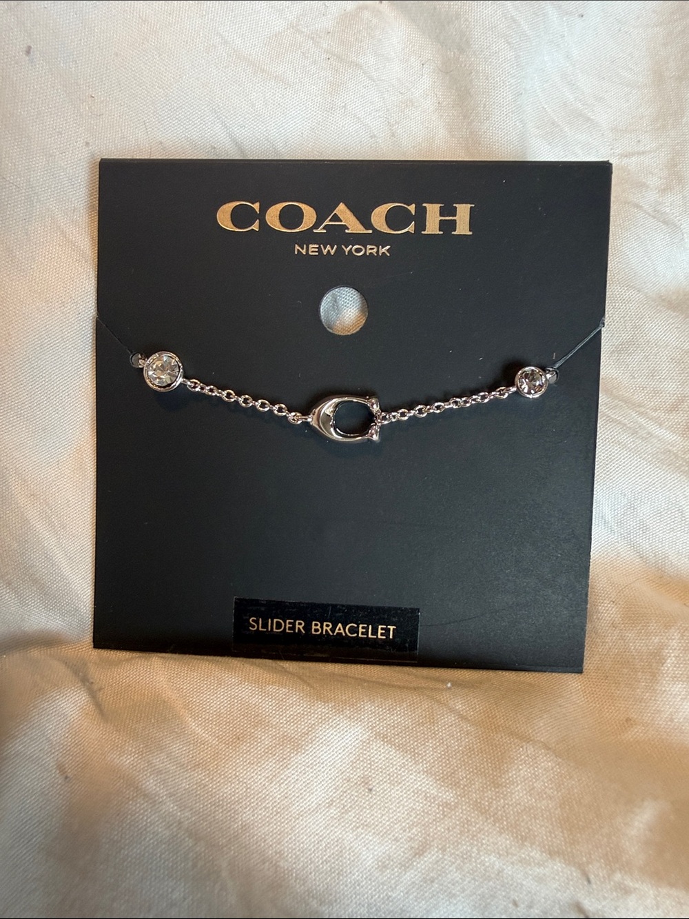 Coach Silver Slider Bracelet with Crystal Accents